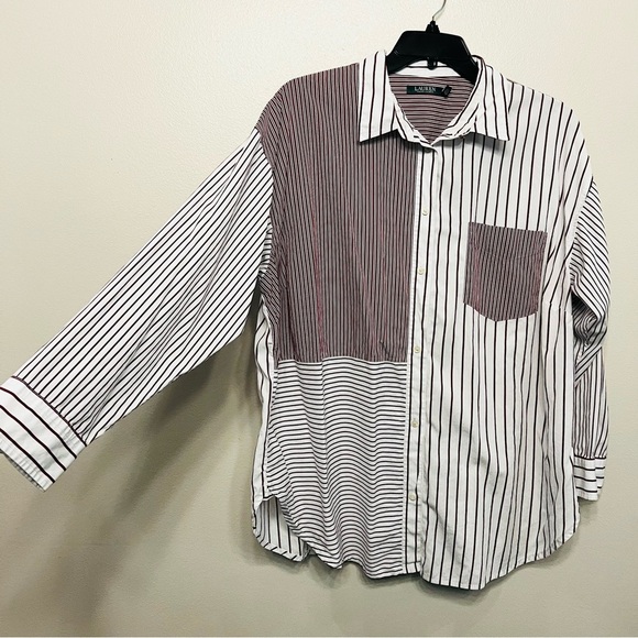 Ralph Lauren Womens 3X Red White Blue Striped Button Down Long Sleeve Shirt - Picture 2 of 7